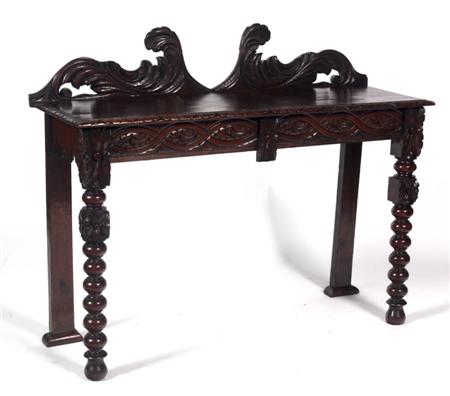 Appraisal: A Victorian stained carved oak hall table the foliate gallery