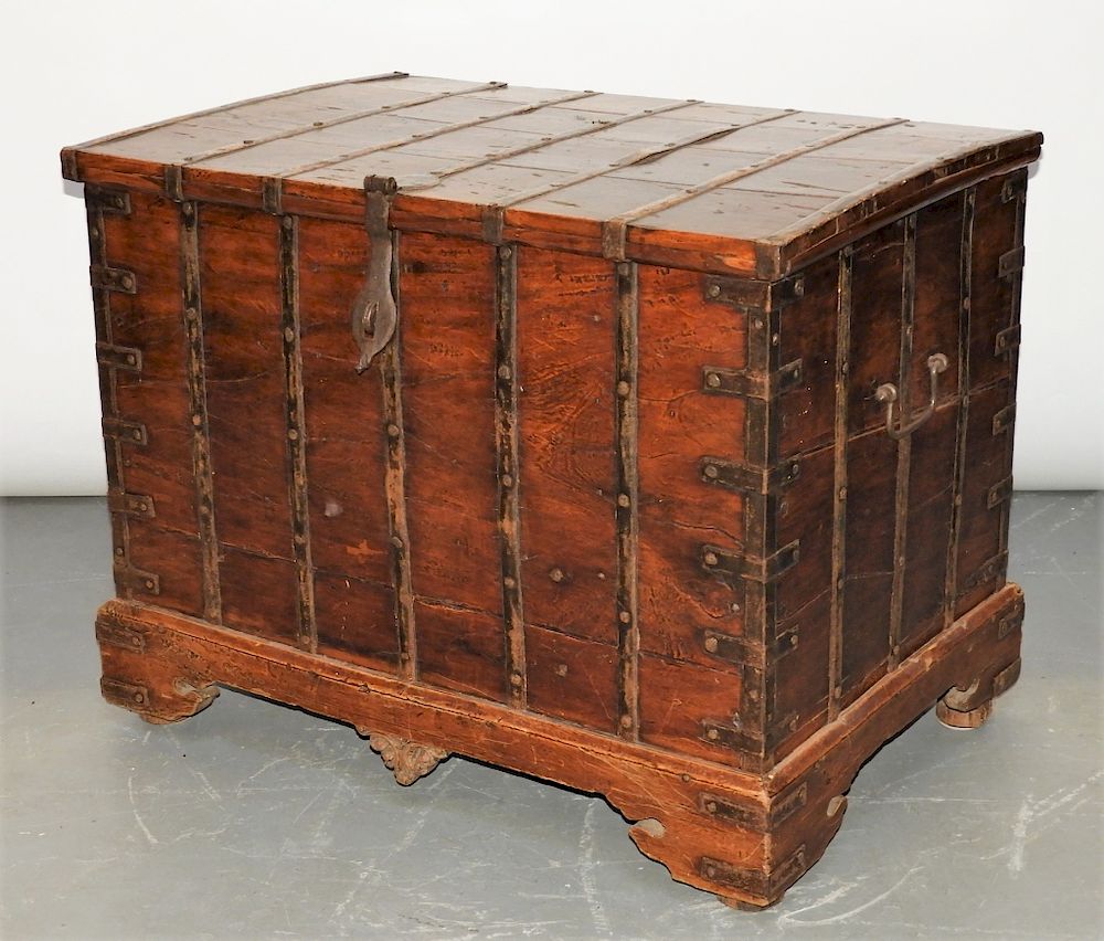 Appraisal: C Anglo-Indian Hardwood Marriage Storage Chest India th Century Rectangular