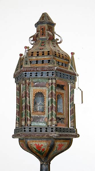 Appraisal: A Venetian style polychrome and pierced t le lantern th