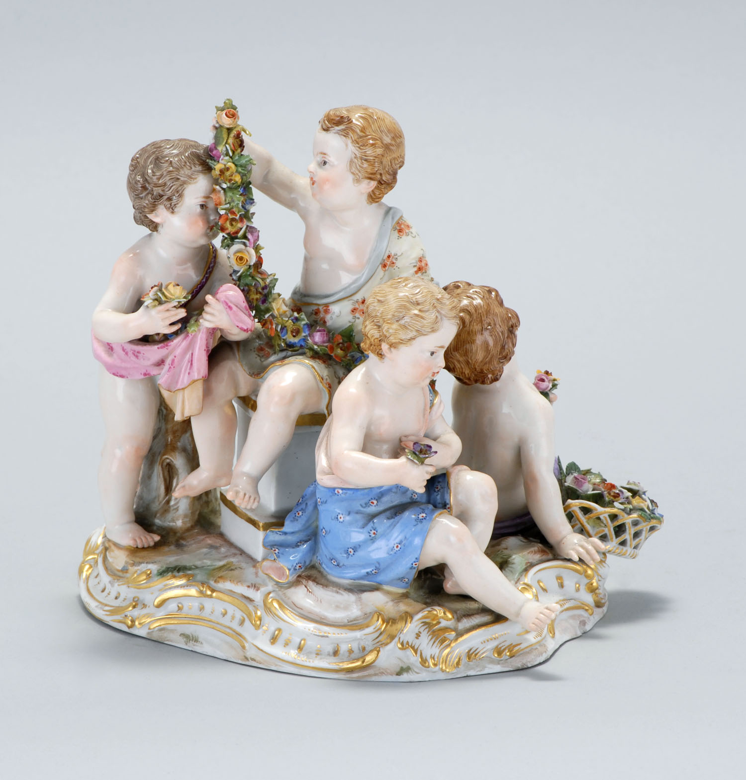 Appraisal: MEISSEN PORCELAIN FIGURAL GROUP th CenturyFour children surrounding a pedestal