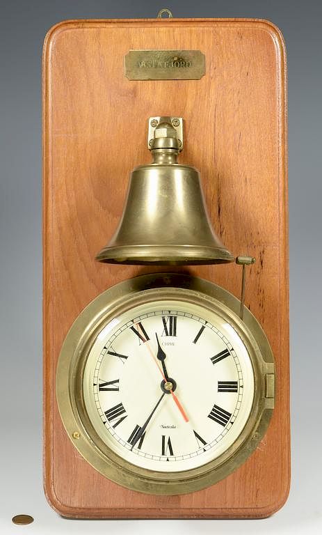 Appraisal: Nauticala Ship's Clock Vistafjord Nauticala Ship's Bell Clock brass with