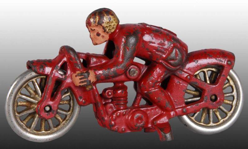 Appraisal: Cast Iron Hubley Toy Racer Motorcycle Description Nickel wheels No