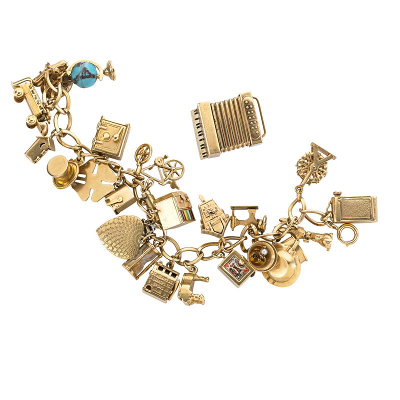 Appraisal: K GOLD CHARM BRACELET AND CHARM Condition Report