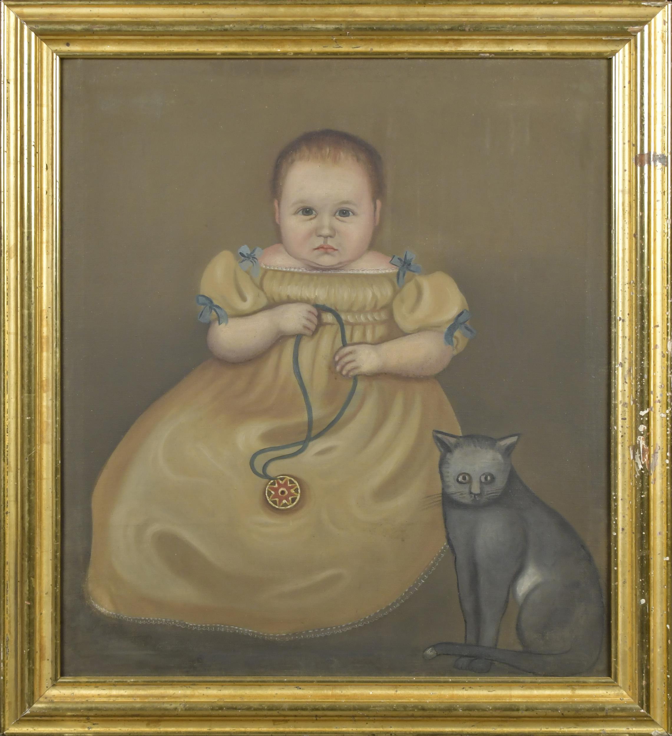 Appraisal: TH C AM SCHOOL OIL ON CANVAS YOUNG CHILD AND