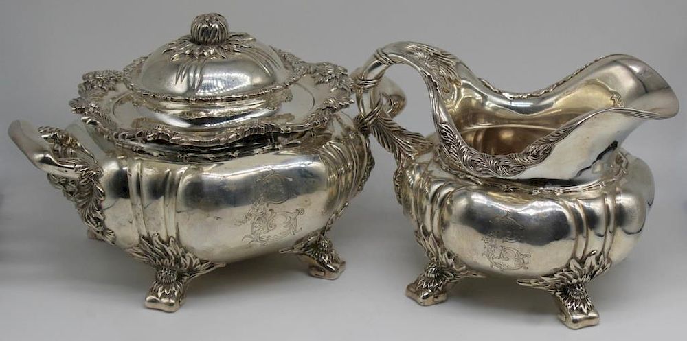 Appraisal: STERLING Tiffany Co Chrysanthemum Creamer and Lidded Sugar Includes a