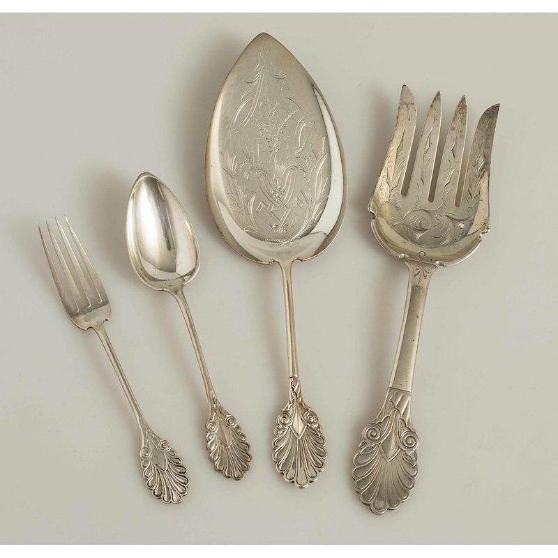 Appraisal: Four Silver Serving Pieces Four silver serving pieces with decorative