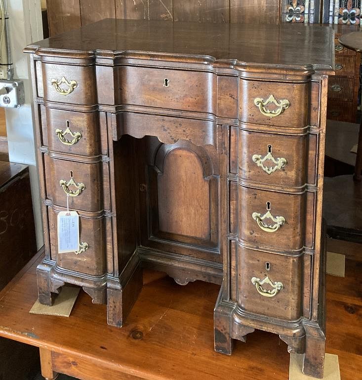 Appraisal: Chippendale Style Mahogany Block Front Kneehole Desk high wide deep