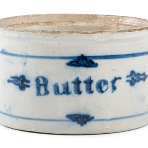 Appraisal: A Stoneware Butter Crock th Century Height x diameter inches