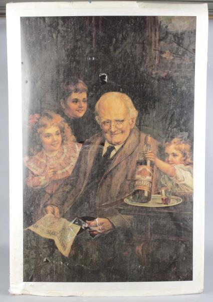 Appraisal: I W Harper Whiskey Grandpa Poster Print Featuring children and