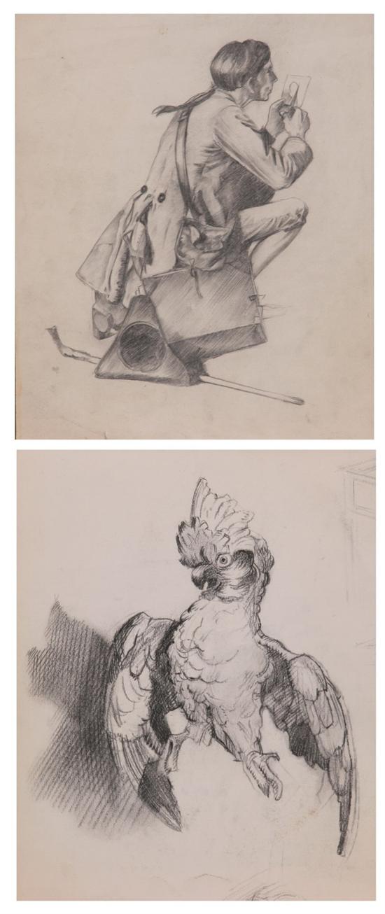 Appraisal: PIERCE RICE American - EARLY DRAWINGS FIGURE STUDIES and SKETCHES