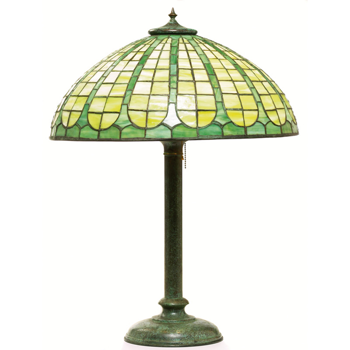 Appraisal: Good Unique Art Glass and Metal Co lamp leaded glass