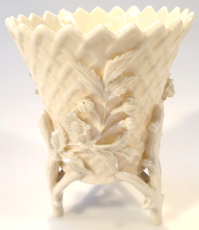 Appraisal: A Belleek Fine Parian china Thorn flowerpot with black mark