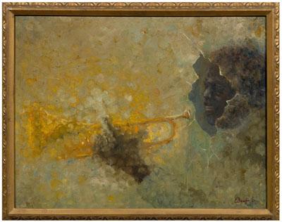 Appraisal: Edgar Wallace Bowlin painting Tennessee born abstract portrait of Louis