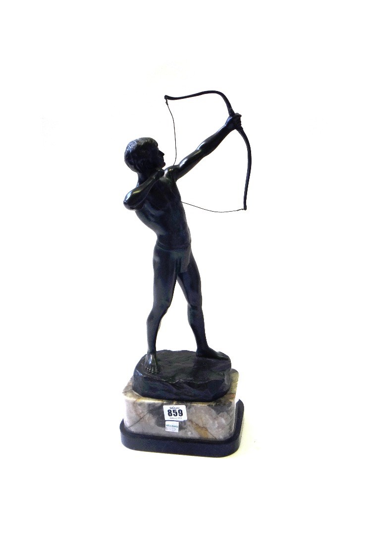 Appraisal: A German bronze figure of an archer circa after Schmotz