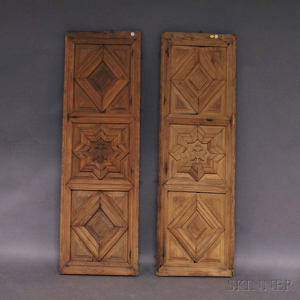 Appraisal: Pair of Carved Door Panels each with three molded panels