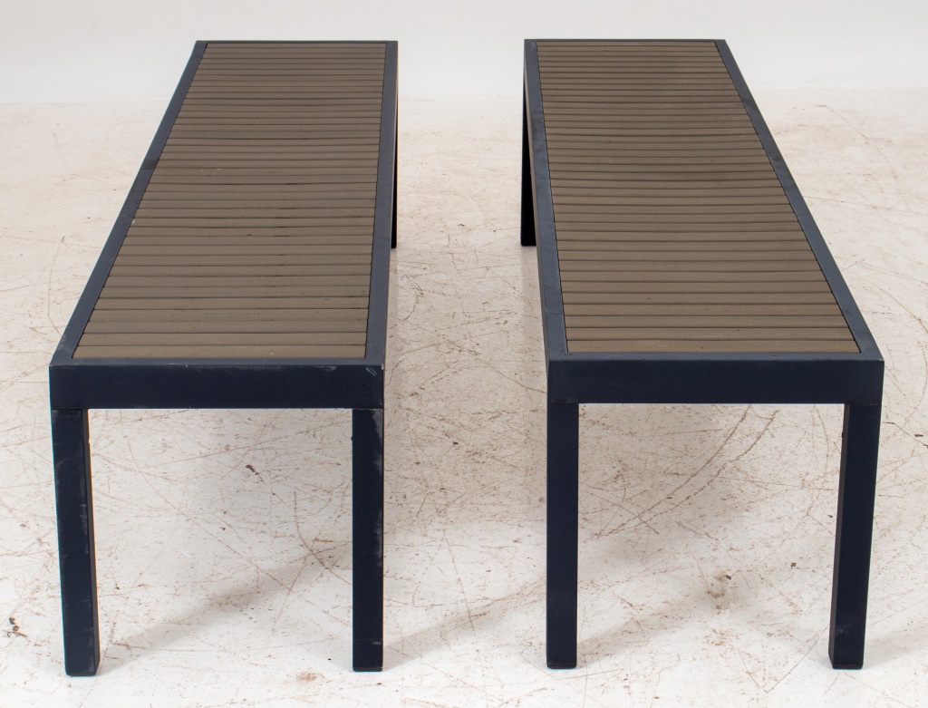 Appraisal: MODERNIST OUTDOOR BENCHES Modernist Outdoor benches a pair with rectangular