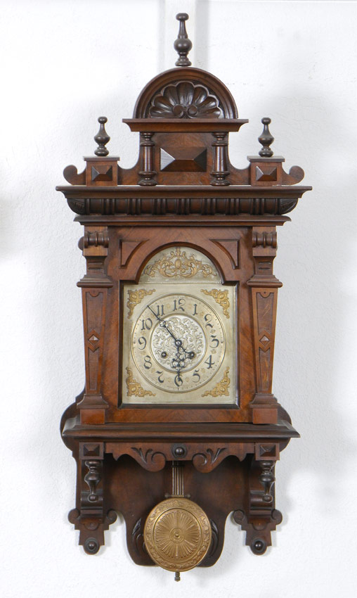 Appraisal: CARVED GERMAN WALL CLOCK Carved and applied decoration all over