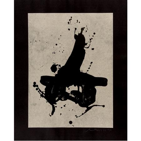 Appraisal: Robert Motherwell BLACK ON BLACK Lithograph on chine applique Estimate