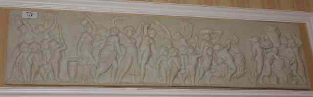 Appraisal: A FAUX MARBLE RELIEF PANEL of parading and merry making