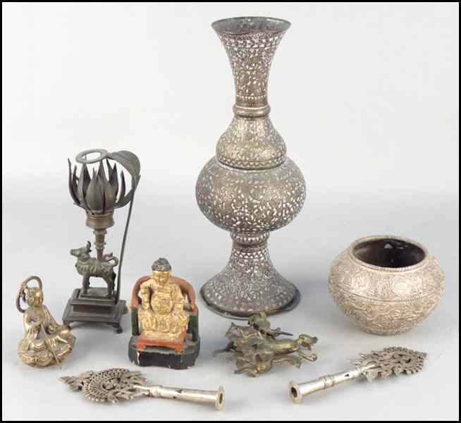 Appraisal: COLLECTION OF VARIOUS DECORATIVE ITEMS Including a patinated metal vase