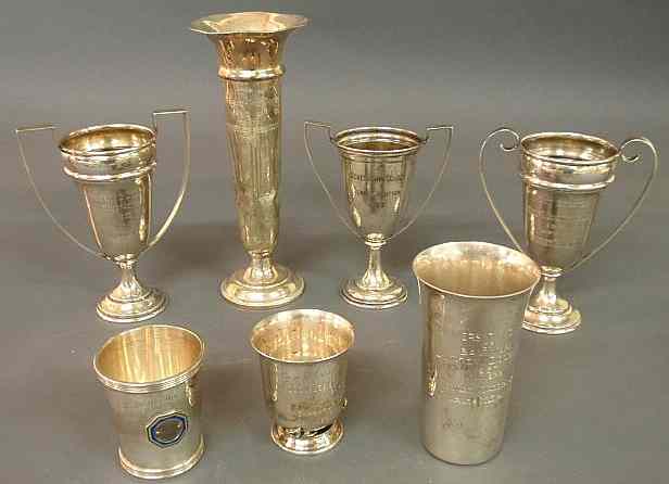 Appraisal: Collection of seven sterling silver trophies including the Merion Cricket