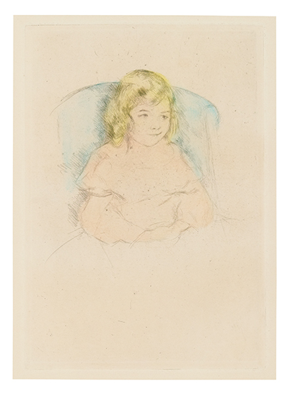 Appraisal: MARY CASSATT Sara Smiling Color drypoint circa x mm x