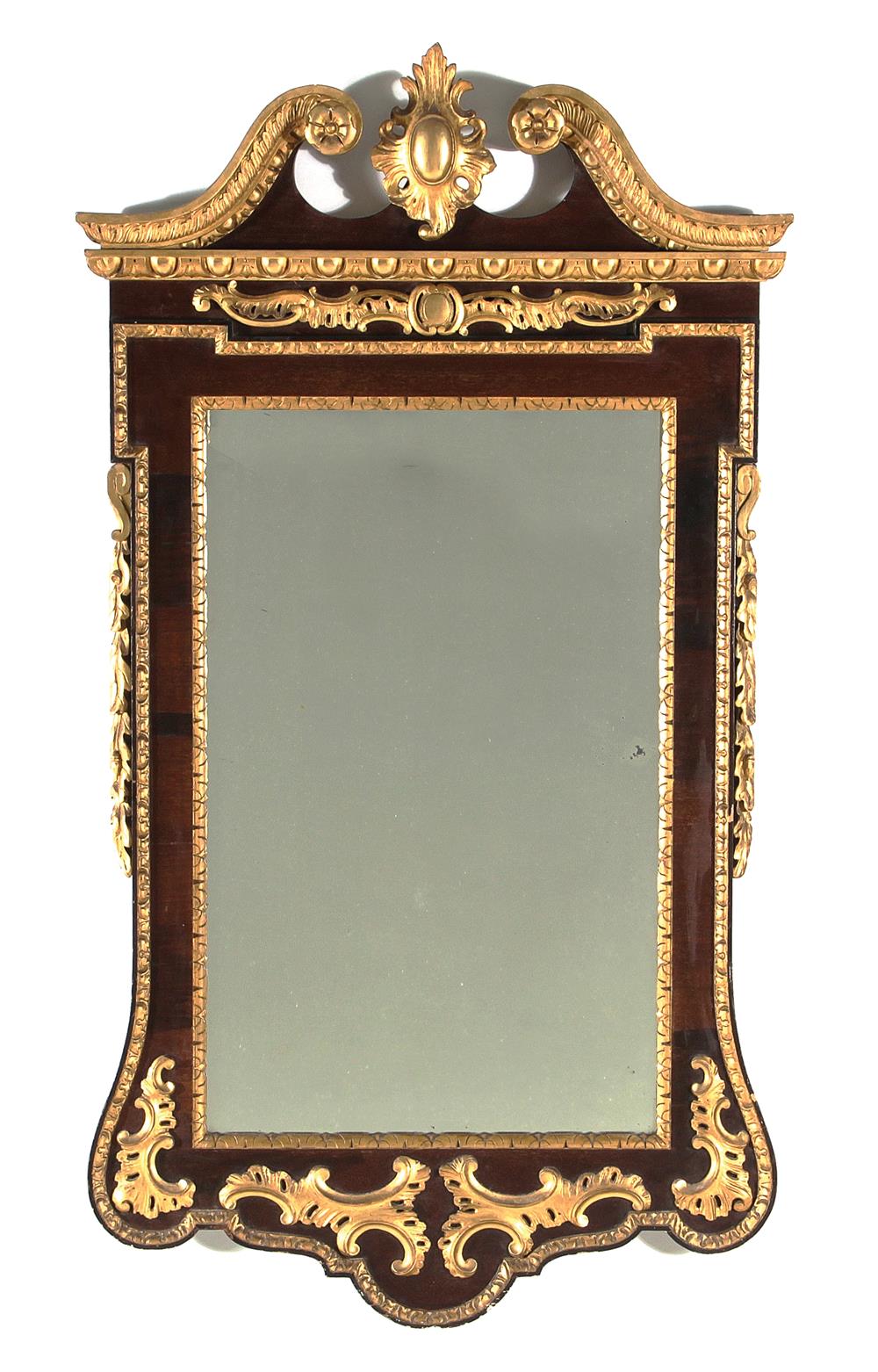 Appraisal: George II style parcel-gilt mahogany mirror late th century H