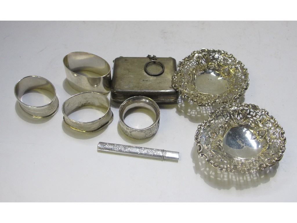 Appraisal: A lot comprising a pair of silver bon bon dishes