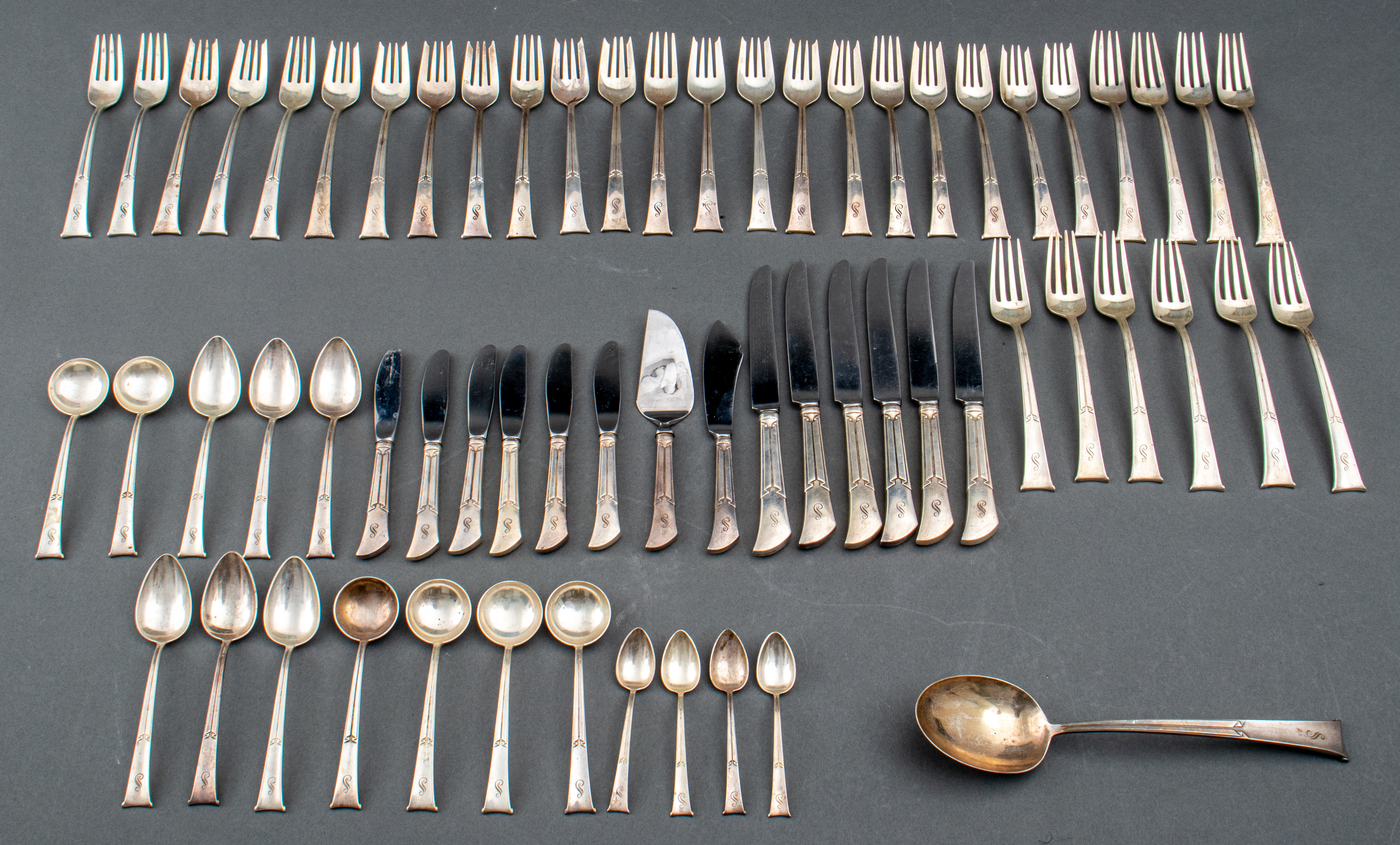 Appraisal: TIFFANY STERLING LINENFOLD FLATWARE SET FOR A Tiffany Co sterling