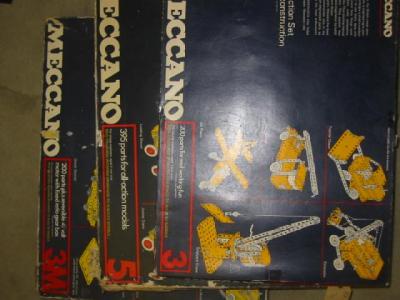 Appraisal: Meccano construction sets M and yellow and blue parts boxes