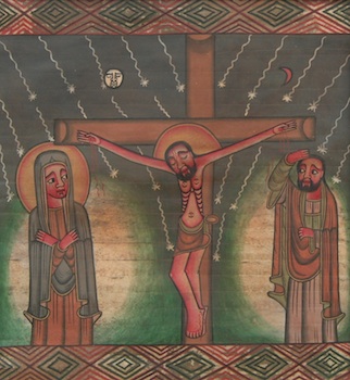 Appraisal: Crucifixion Illuminated Manuscript Ethiopia ca th Century The Crucifixion illuminated