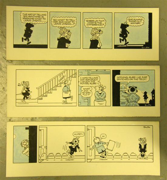 Appraisal: Three original Andy Capp cartoons signed pen ink and blue