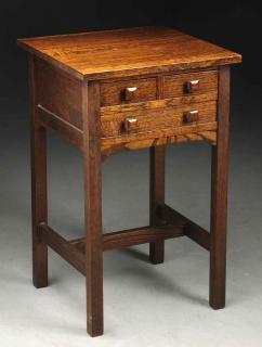 Appraisal: Arts Crafts Mission Three Drawer Night Stand Made of quarter