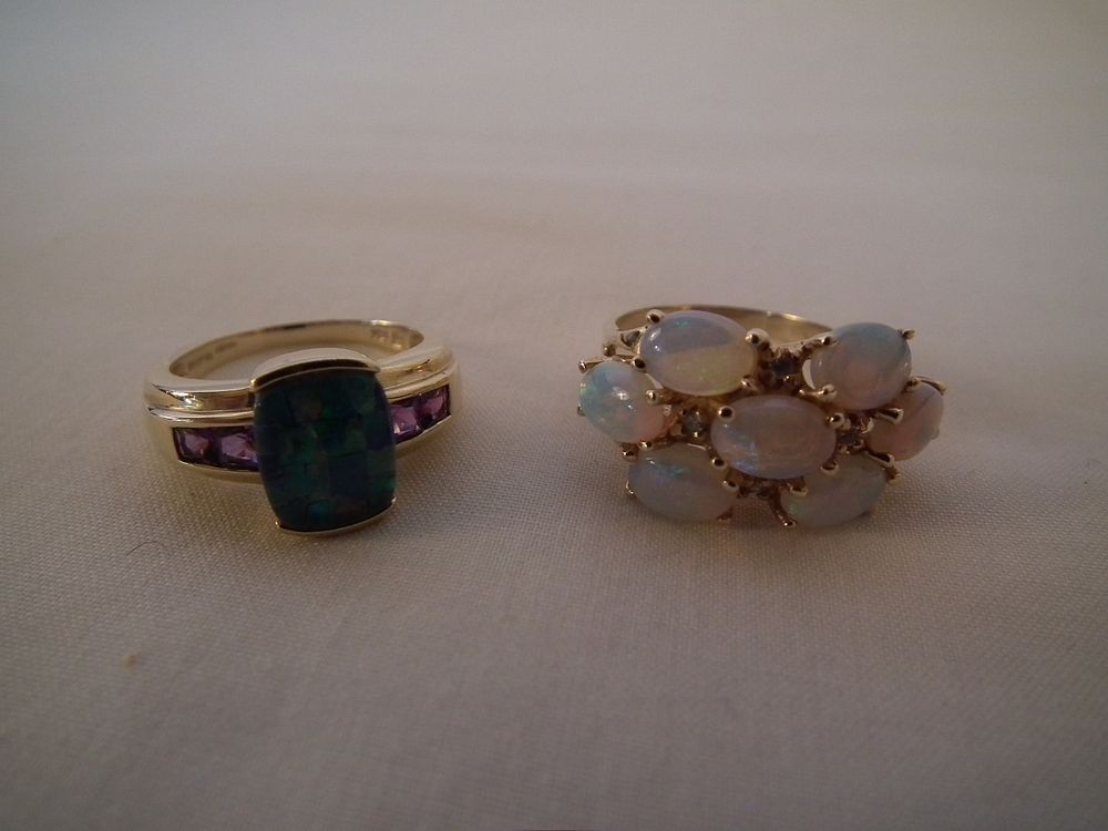 Appraisal: TWO K GOLD RINGS k gold rings including opal stone