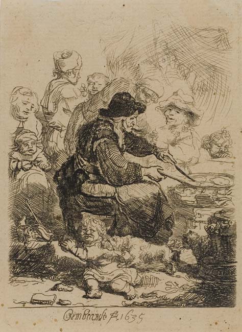 Appraisal: REMBRANDT VAN RIJN The Pancake Woman Etching and drypoint x