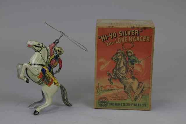 Appraisal: LONE RANGER ON SILVER IN ORIGINAL BOX Marx c lithographed