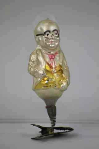 Appraisal: FOXY GRANDPA ORNAMENT German glass clip on Foxy Grandpa ''