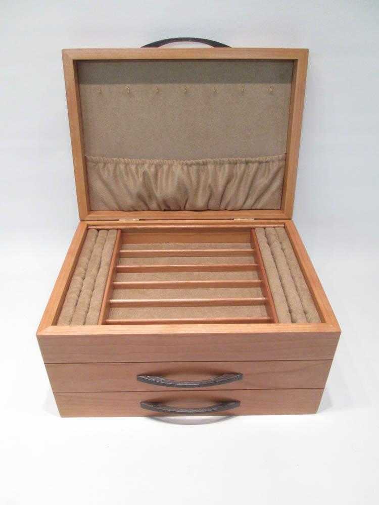 Appraisal: MIKE FISHER CHERRY BLOSSOM JEWELRY BOX two-drawer of cherry wood