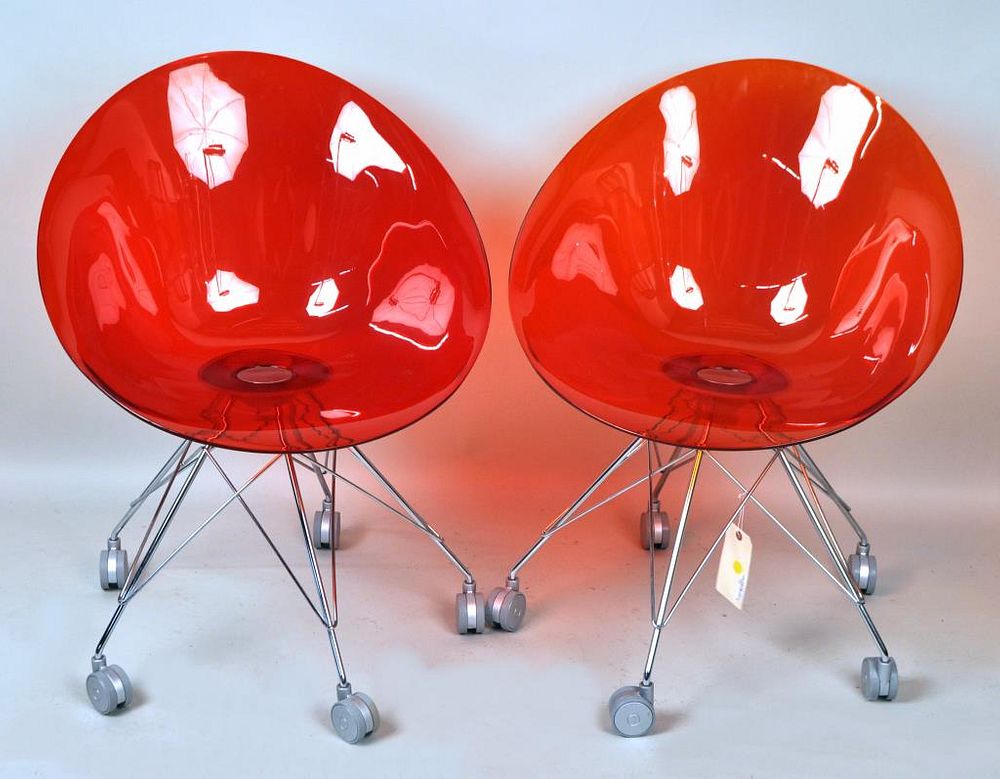 Appraisal: Pair MCM Colored Acrylic Chairs Kartell for Philippe Starck Ero