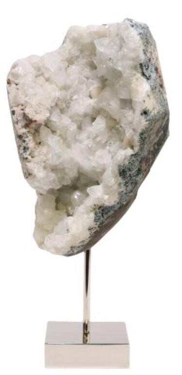 Appraisal: Apophyllite specimen India mounted on polished nickel base specimen approx