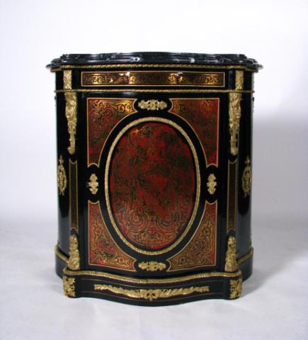 Appraisal: Modern Boulle-style cabinet with marble top ornate gold ormolu one