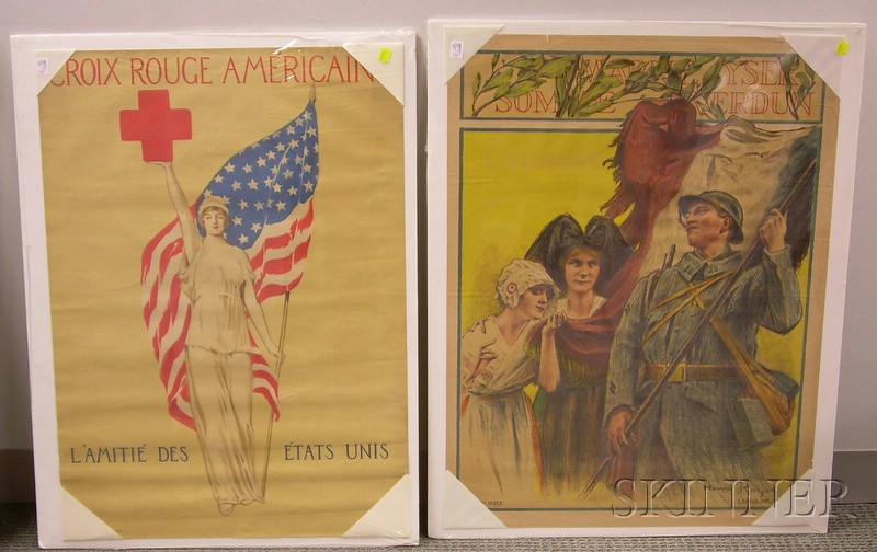 Appraisal: Four French WWI Lithograph Posters Croix Rouge Americaine a Henri