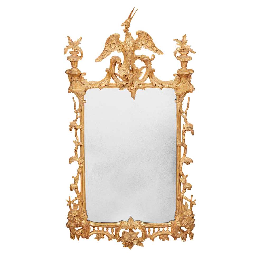 Appraisal: CHIPPENDALE STYLE GILTWOOD PIER MIRROR OF RECENT MANUFACTURE the rectangular