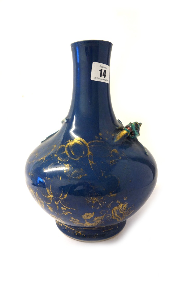 Appraisal: A Chinese bottle vase th century the powder blue ground