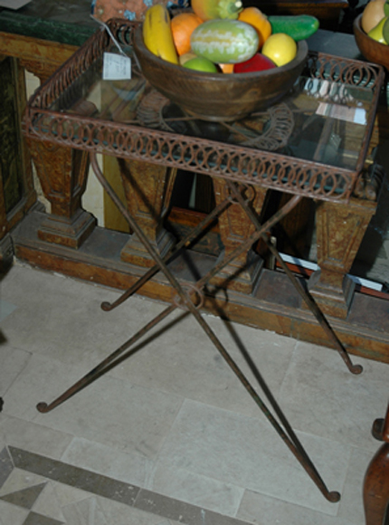 Appraisal: A FRENCH STEEL FRAMED BUTLER'S TRAY ON STAND The tray