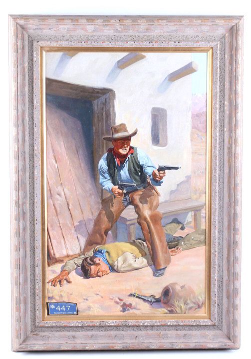 Appraisal: Thomas Helprin Gunfight Original Oil Study Featured in this lot