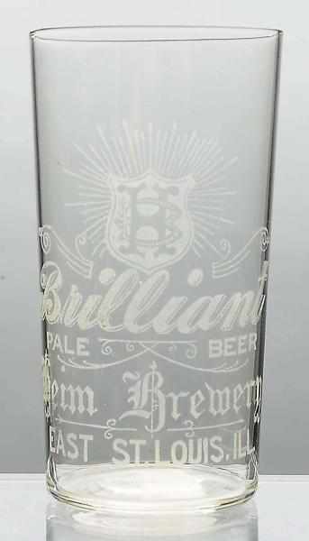 Appraisal: Brilliant Pale Beer Acid-Etched Glass Rare Nice imprint with very