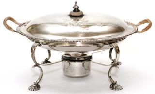 Appraisal: GEORGE III STERLING COVERED BREAKFAST DISH LONDON GEORGE III STERLING