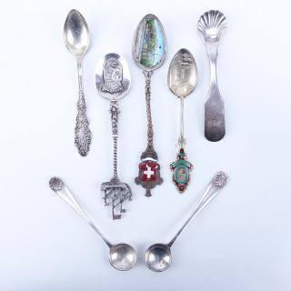 Appraisal: Collection of Seven Souvenir and Demitasse Spoons Mostly silver one