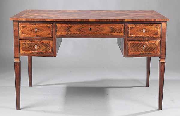 Appraisal: An Italian Neo-Classical-Style Banded and Figured Kingwood Writing Table late